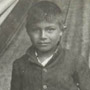 Photograph of an unidentified Aboriginal boy and his pets, Matachewan Reserve, July 1906